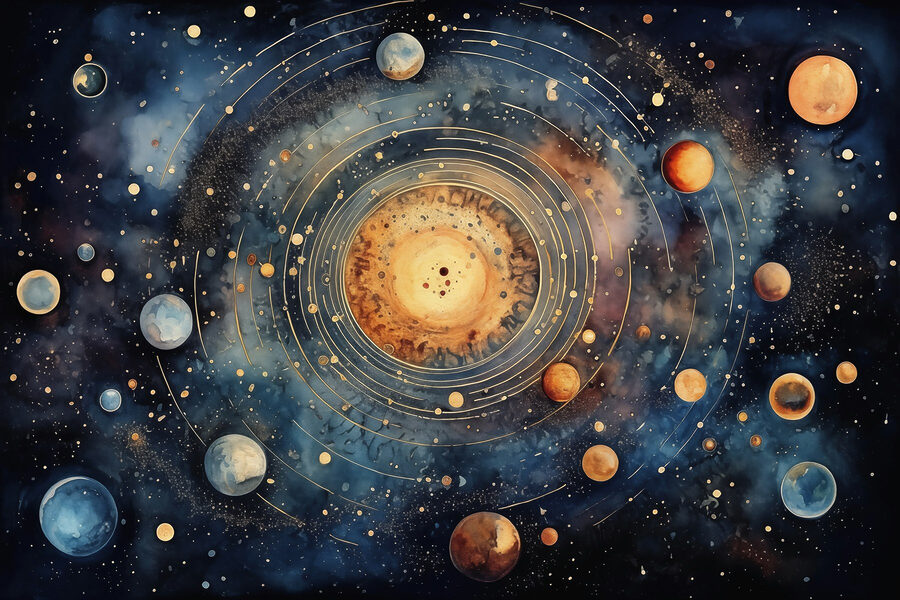 Schilderen van planeten in de ruimte