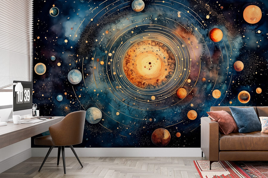 Schilderen van planeten in de ruimte