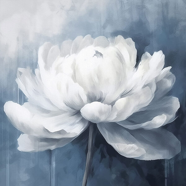 Witte bloem op blauwe achtergrond Witte bloem op blauwe achtergrond