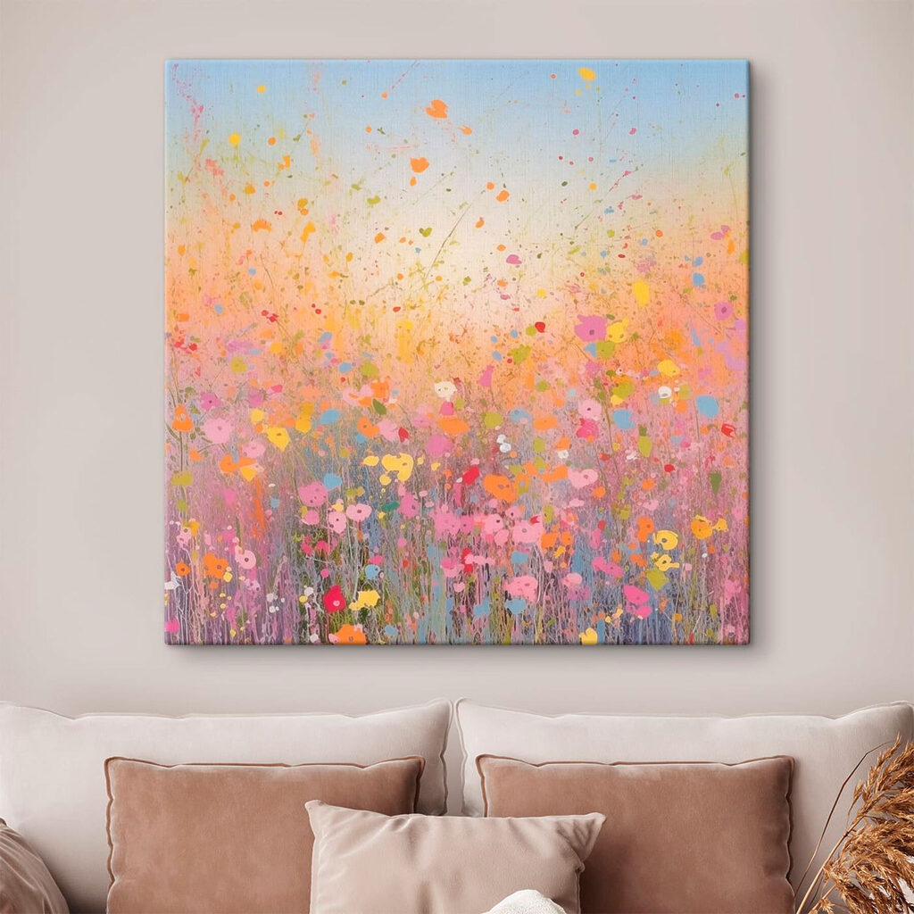 Painting of flowers in a field