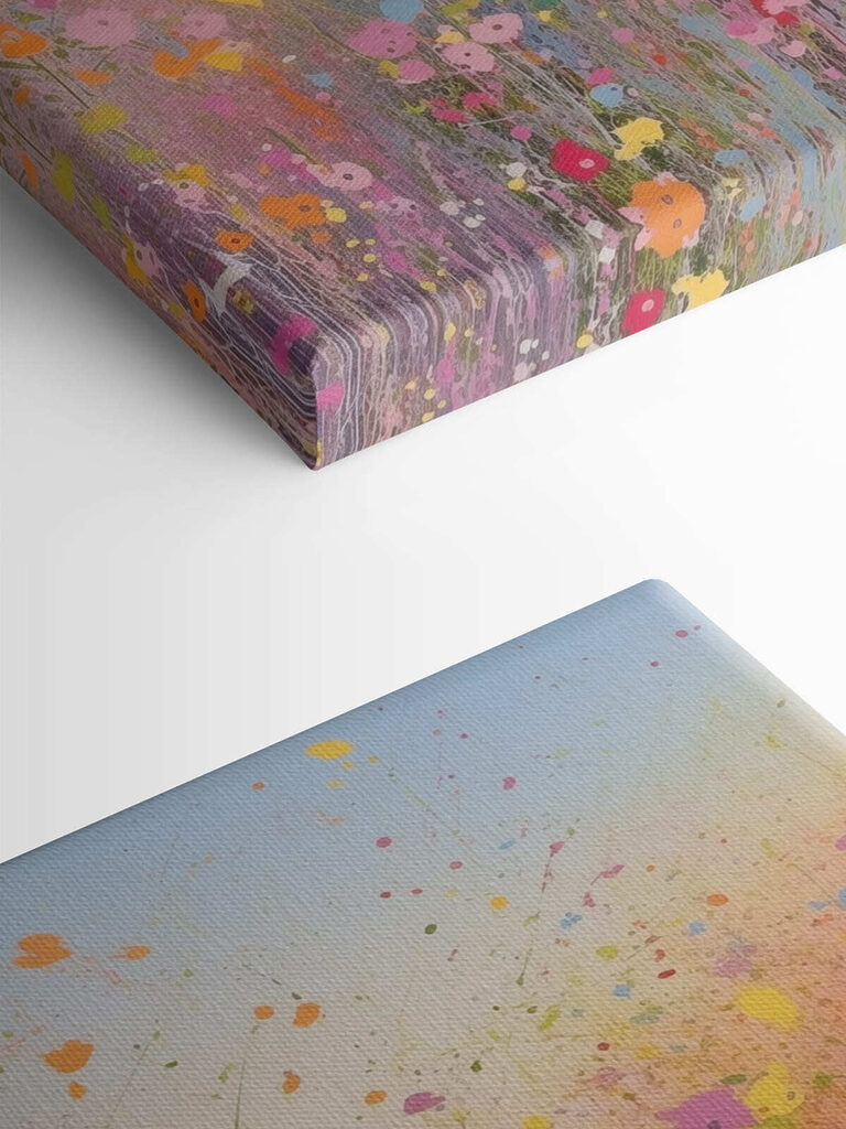 Painting of flowers in a field