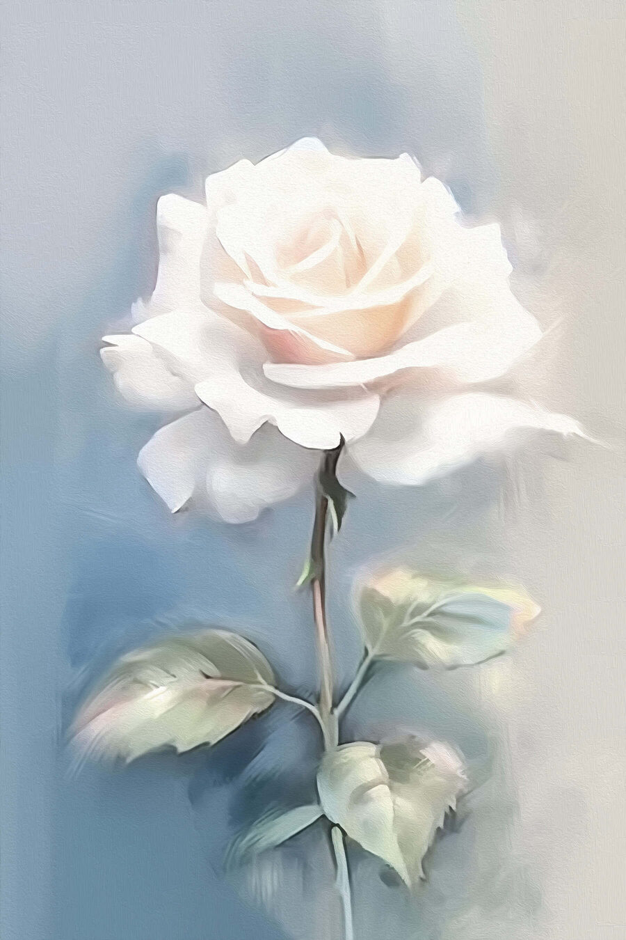 Witte roos met groene bladeren