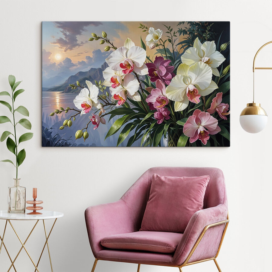 Schilderij van bloemen in een vaas