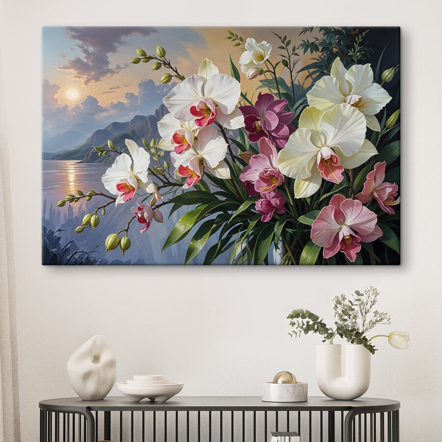 Schilderij van bloemen in een vaas