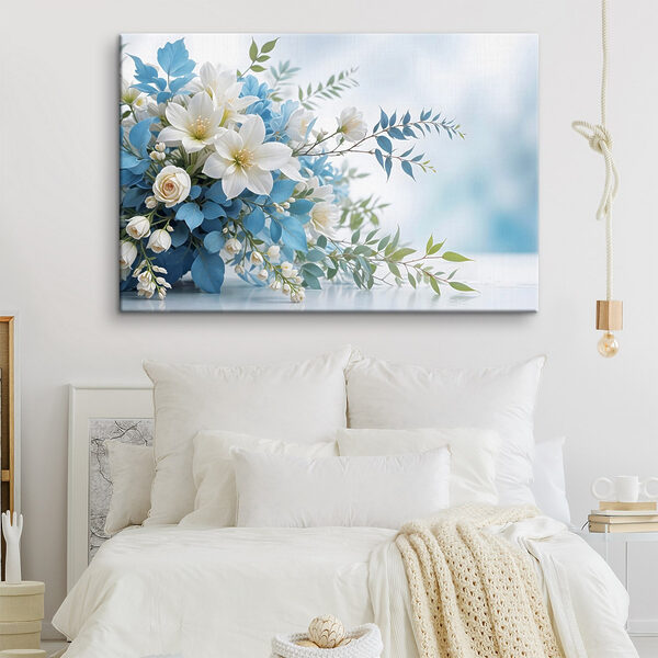 Boeket van witte en blauwe bloemen Boeket van witte en blauwe bloemen