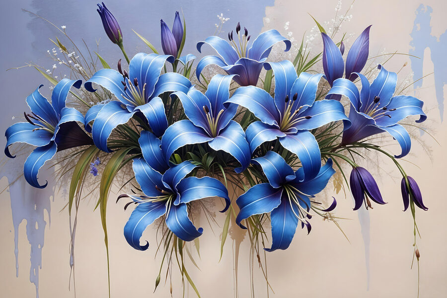 Groep blauwe bloemen