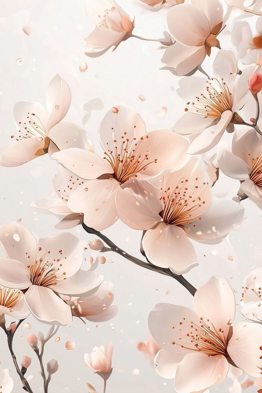 Delicate bloesems in zachte tinten