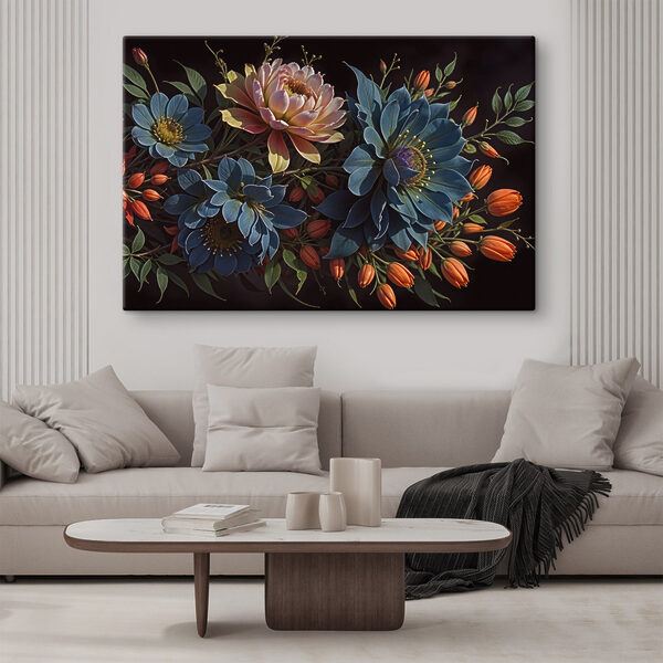 Groep bloemen met oranje knoppen Groep bloemen met oranje knoppen