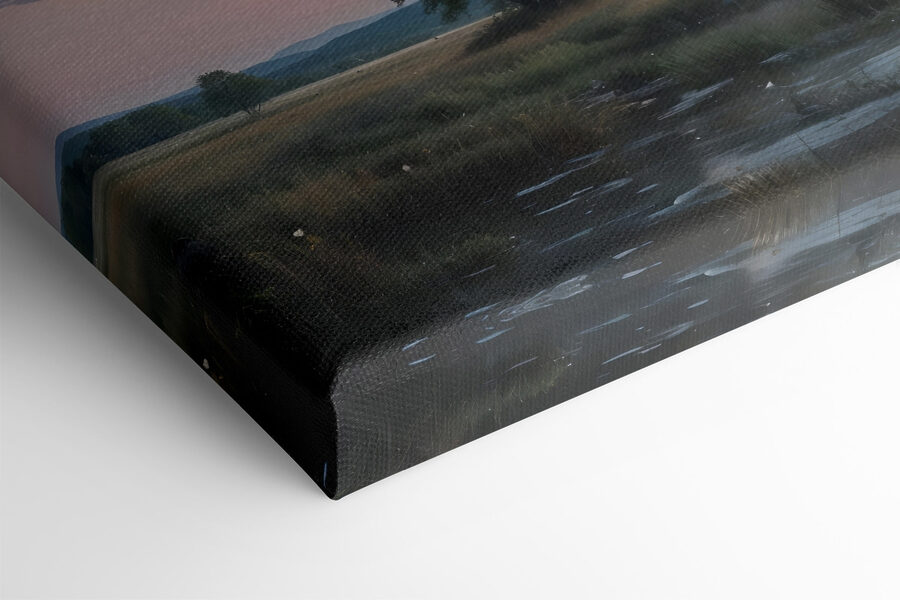 Waterlichaam met een boom en wolken in de lucht