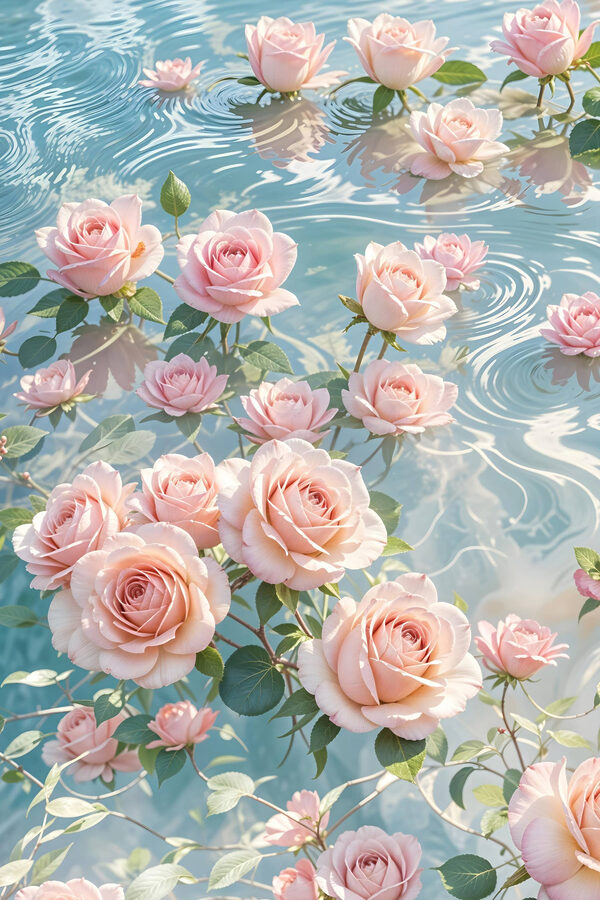 Roze bloemen drijvend in water Roze bloemen drijvend in water