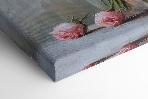 Schilderij van roze rozen in een vaas Schilderij van roze rozen in een vaas