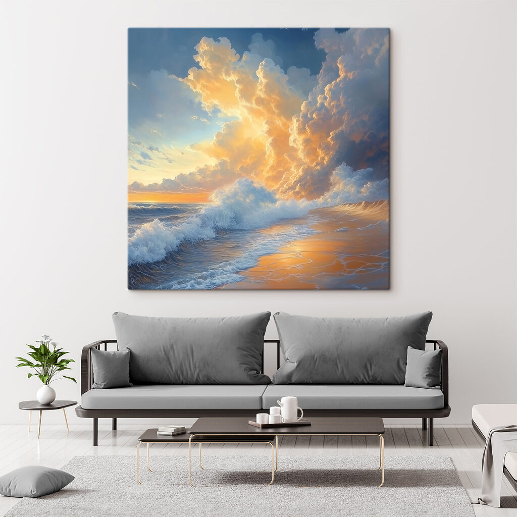 Waves crashing on the beach