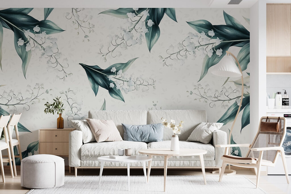 Pattern of flowers and leaves