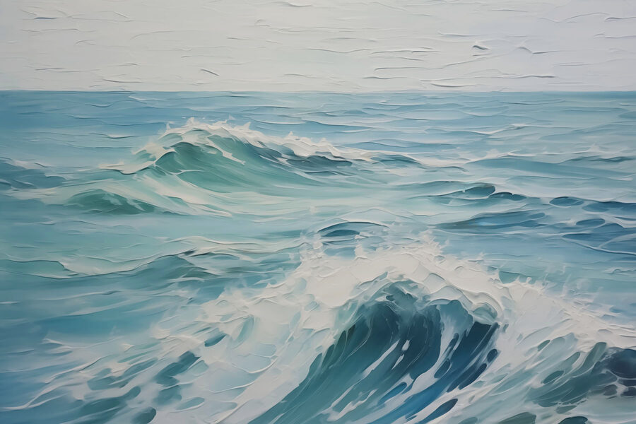 Schilderij van een golf