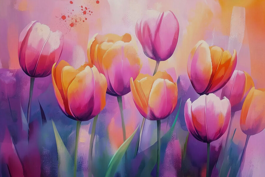 Schilderij van tulpen