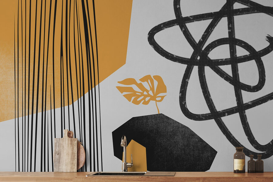 Zwart met gele kunst
