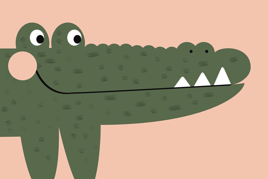Fotobehang Cartoon van een krokodil - Afbeelding 3