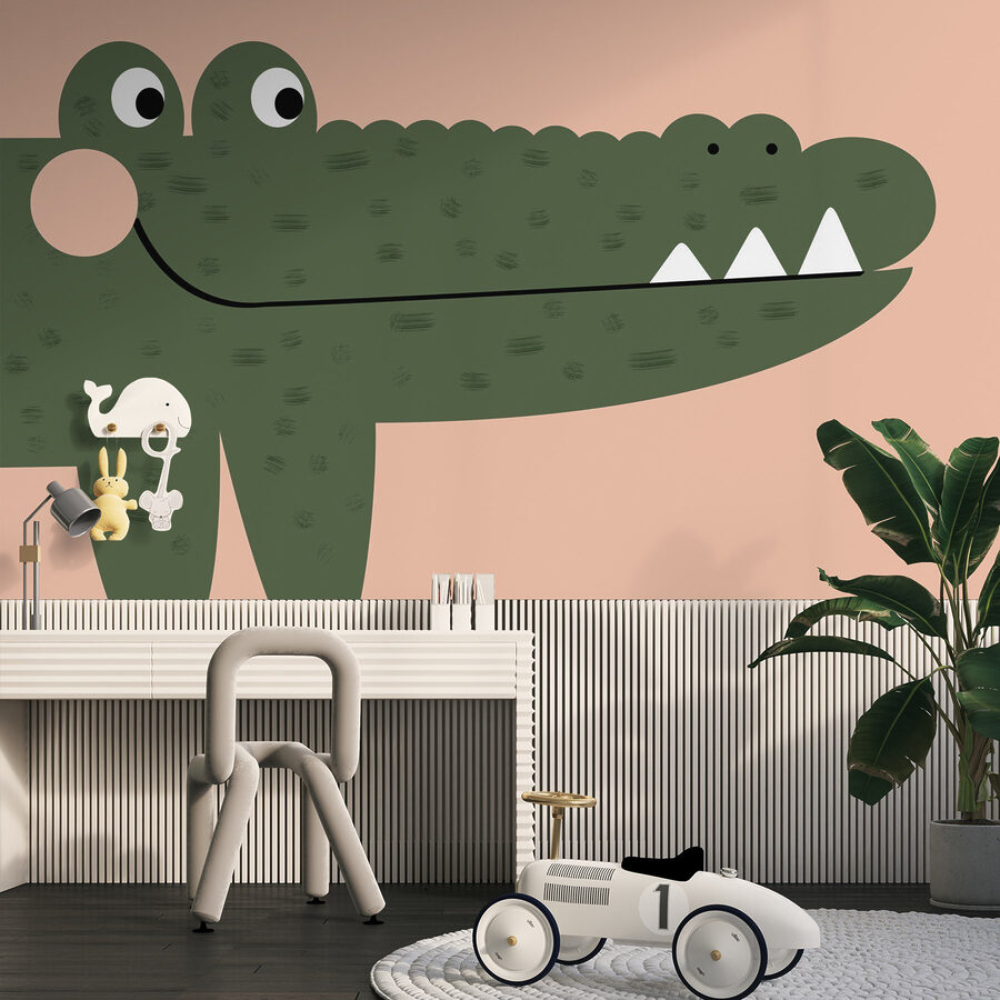 Fotobehang Cartoon van een krokodil