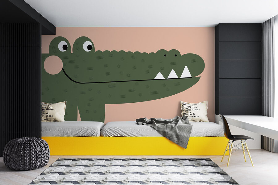 Fotobehang Cartoon van een krokodil - Afbeelding 2