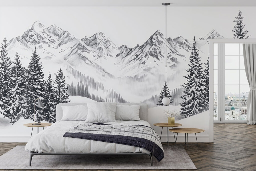 Tekening van een besneeuwde bergketen w02352pib55r 1024x683 - Tekening van een besneeuwde bergketen