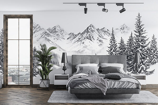 Tekening van een besneeuwde bergketen w02352pib98r 600x400 - Tekening van een besneeuwde bergketen