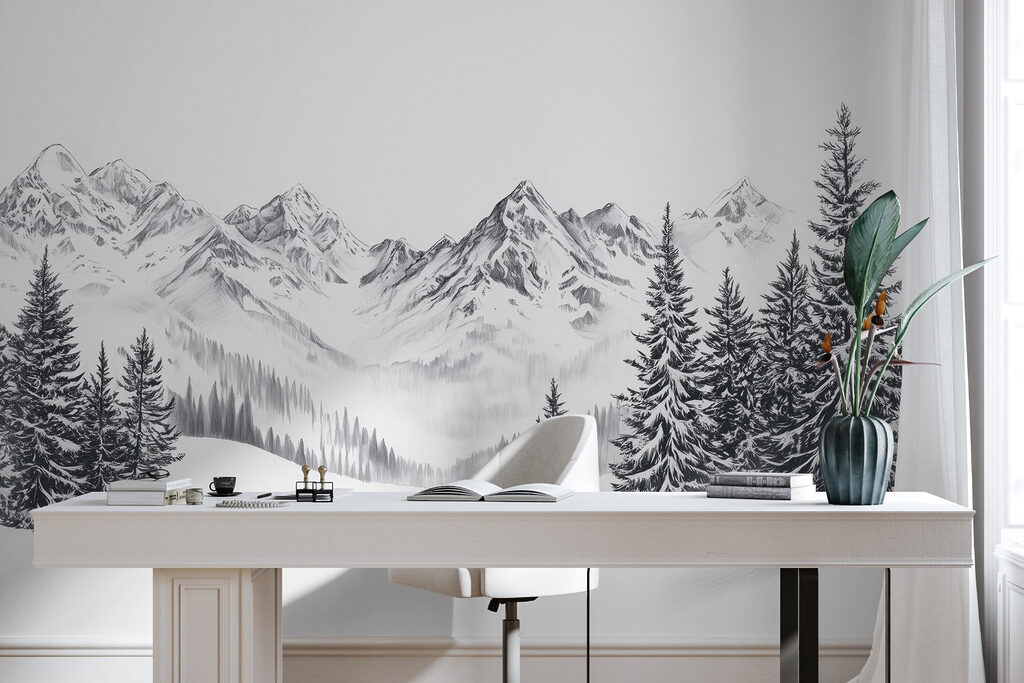 Tekening van een besneeuwde bergketen w02352piw23r 1024x683 - Tekening van een besneeuwde bergketen