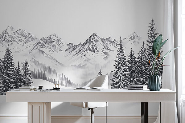 Tekening van een besneeuwde bergketen w02352piw23r 600x400 - Tekening van een besneeuwde bergketen