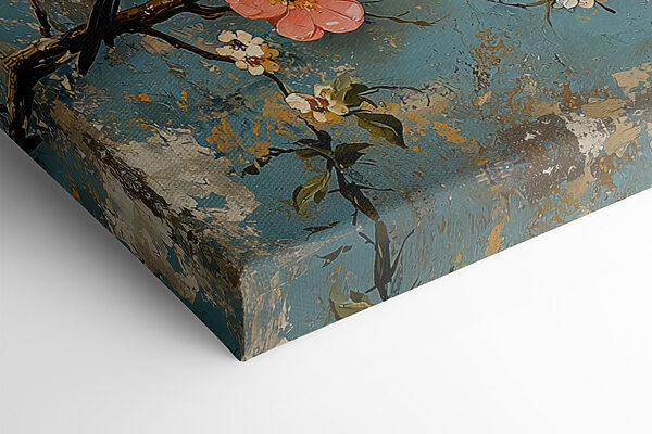 Group of birds on a branch with flowers Group of birds on a branch with flowers