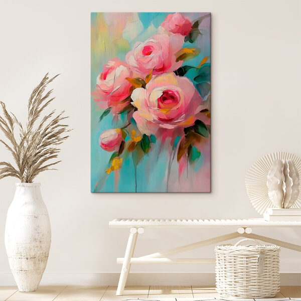 Schilderij van roze bloemen Schilderij van roze bloemen