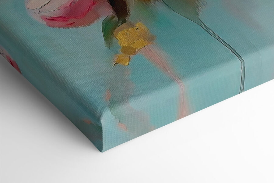 Schilderij van roze bloemen