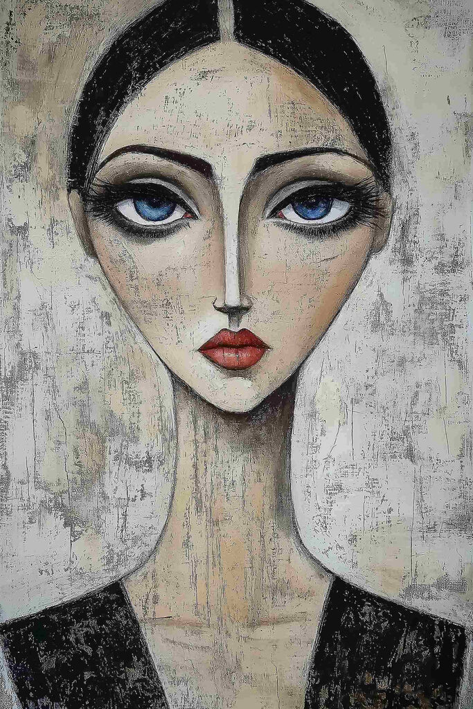 Painting of a woman with blue eyes Painting of a woman with blue eyes