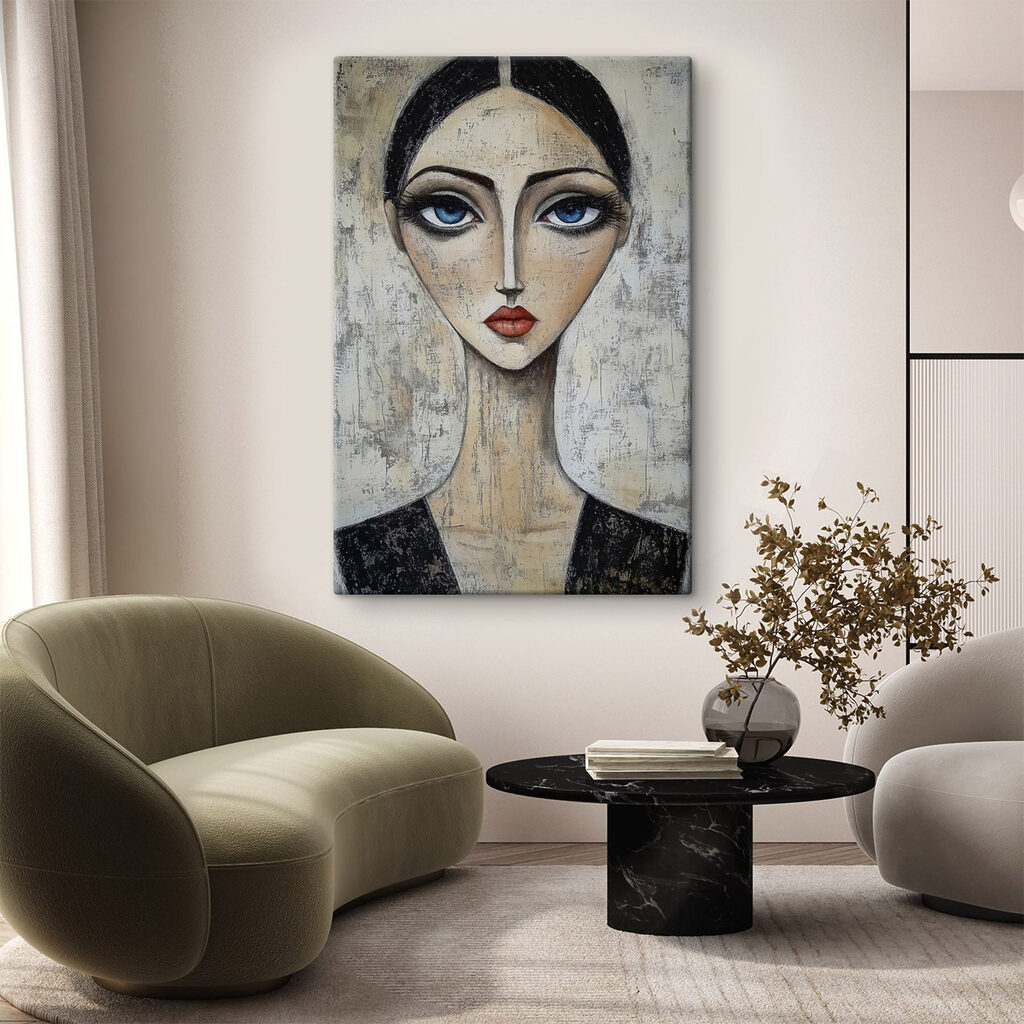 Painting of a woman with blue eyes Painting of a woman with blue eyes