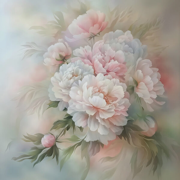 Schilderij van bloemen op een witte achtergrond Schilderij van bloemen op een witte achtergrond