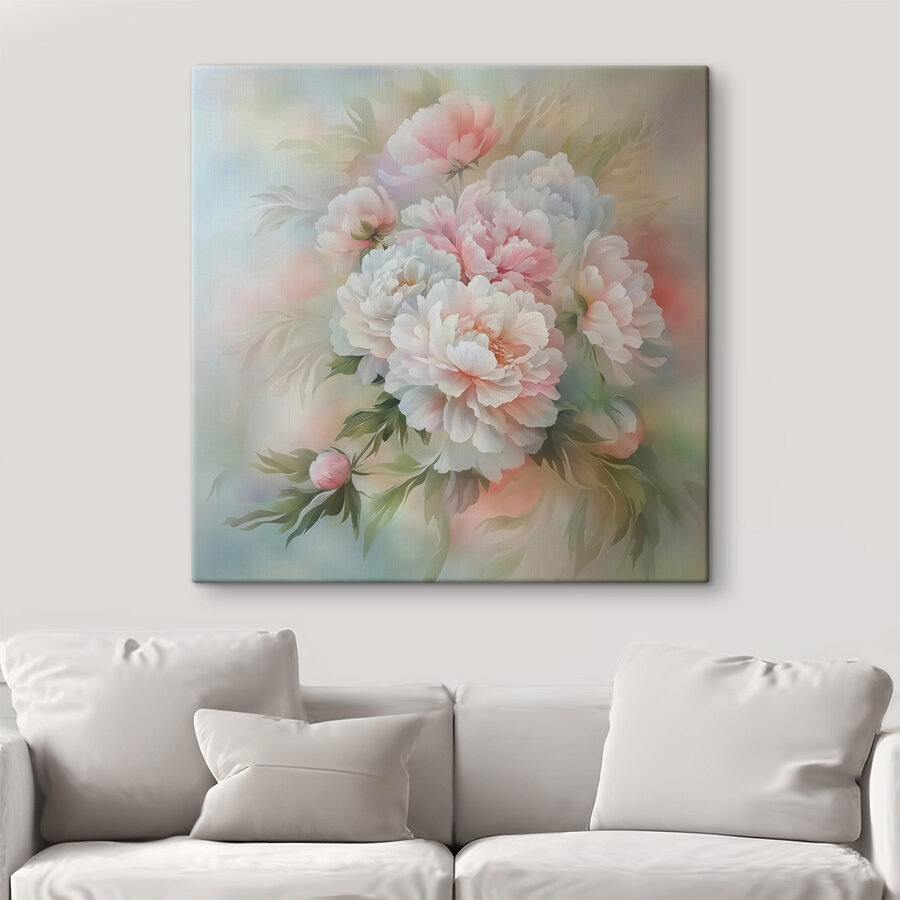 Schilderij van bloemen op een witte achtergrond