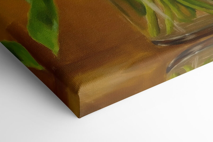 Schilderij van gele tulpen in een glazen vaas Schilderij van gele tulpen in een glazen vaas