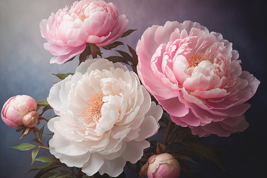 Groep roze en witte bloemen