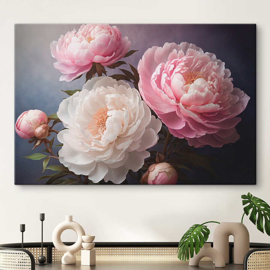 Groep roze en witte bloemen