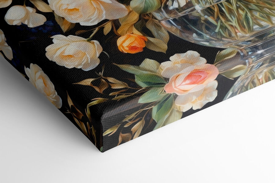 Schilderij van bloemen in een vaas