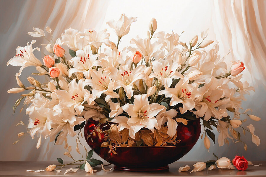 Vaas met witte bloemen