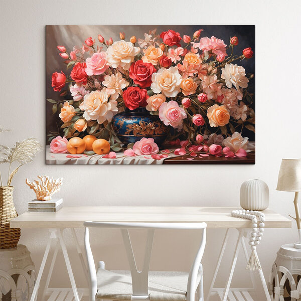 Vaas met bloemen en fruit Vaas met bloemen en fruit