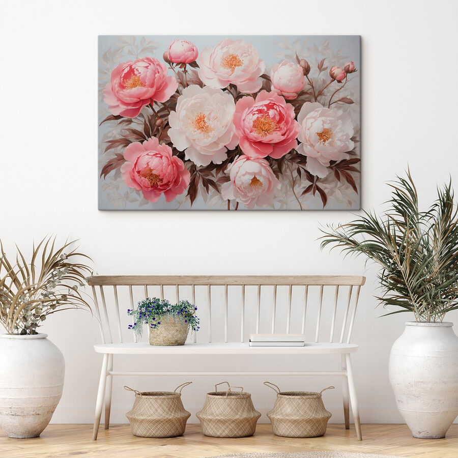 Groep roze en witte bloemen