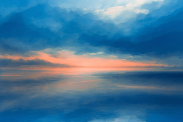 Blauwe en oranje lucht met wolken Blauwe en oranje lucht met wolken