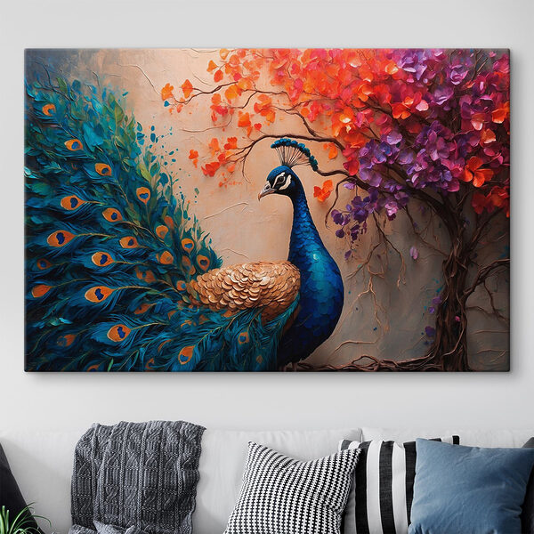 Schilderij van een pauw Schilderij van een pauw