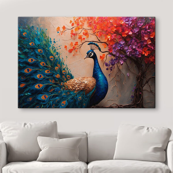 Schilderij van een pauw Schilderij van een pauw