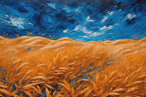 Schilderij van een tarweveld Schilderij van een tarweveld