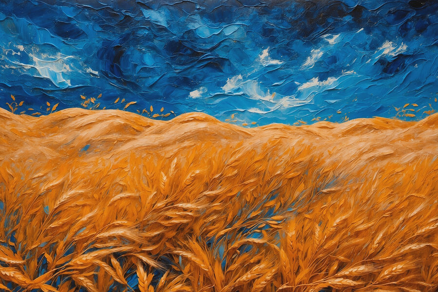 Schilderij van een tarweveld