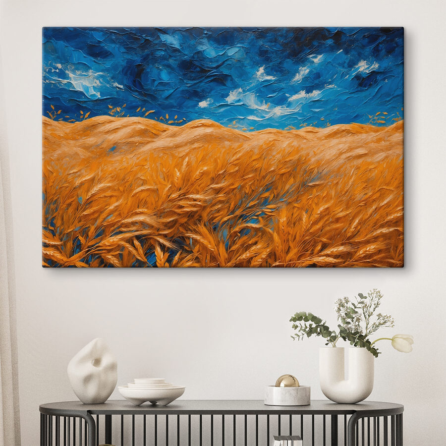 Schilderij van een tarweveld