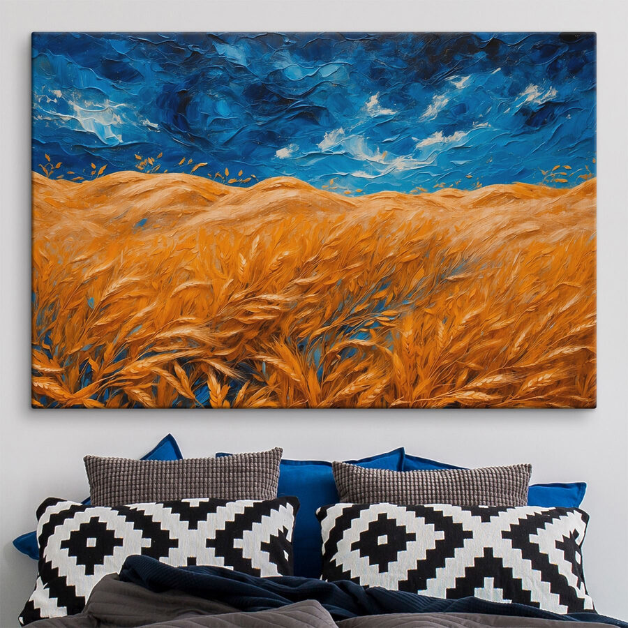 Schilderij van een tarweveld