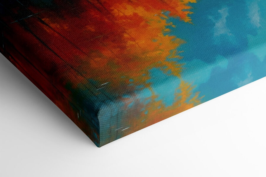 Schilderij van een berg en bomen Schilderij van een berg en bomen