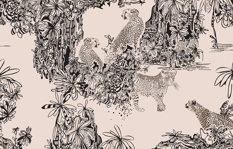 Patroon van cheeta's en planten